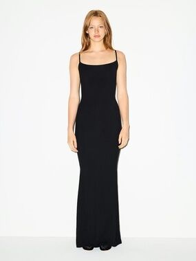 NWT - SKIMS LONG SLIP DRESS - Onyx - M
